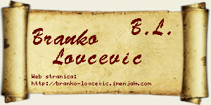 Branko Lovčević vizit kartica